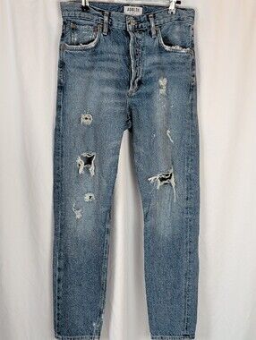 AGOLDE 90s Pinch Waist High Rise Distressed Straight Jeans Size 25 NWOT